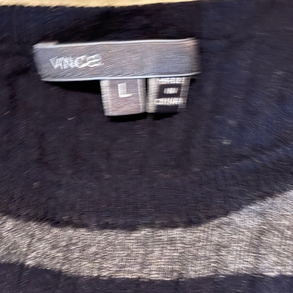 Vince Striped Pullover Black/ Gray Cable Knit Sweater - Picture 4 of 5